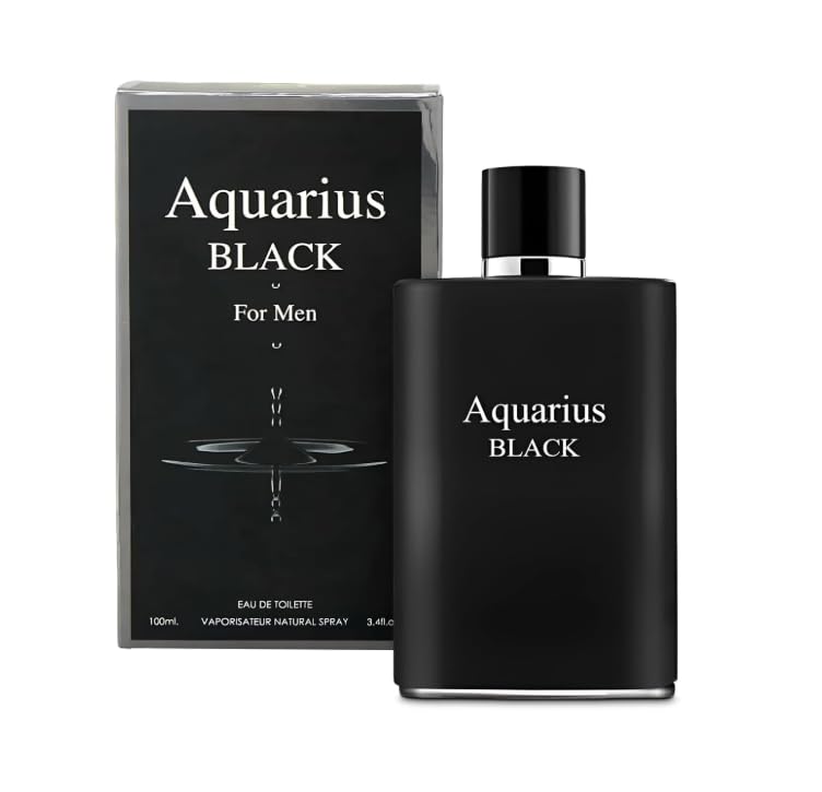Aquari Black Sensual Woody Fragrance for Men | Long Lasting Cologne Aromatic Scent, Eau de Parfum Natural Spray – Great Holiday Gift, 3.4 Fl Oz/100 Ml
