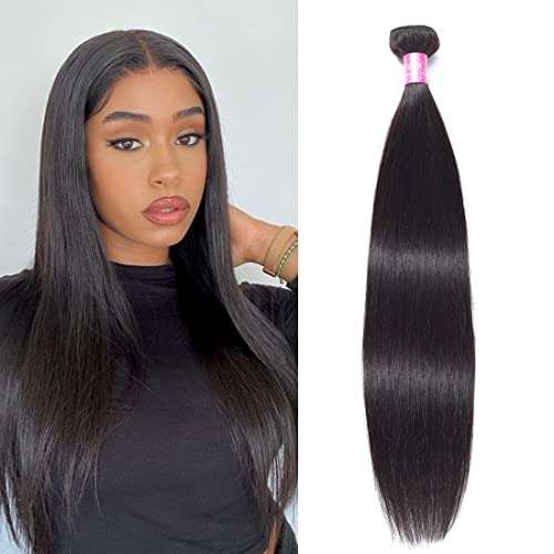 Fq Peruvian Straight Human Hair 1 Bundle 30 Inch Unprocessed Virgin 10A Human Hair Bundles Double Weft Straight Human Hair Extensions Weave Bundles 100G/Bundle Natural Color cover