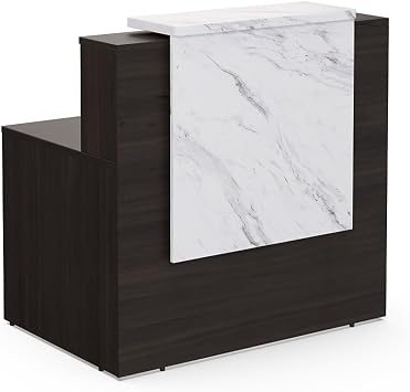 NBF Modern L-Shaped Oak Wood Desk with Cable Grommet and Floor Glides