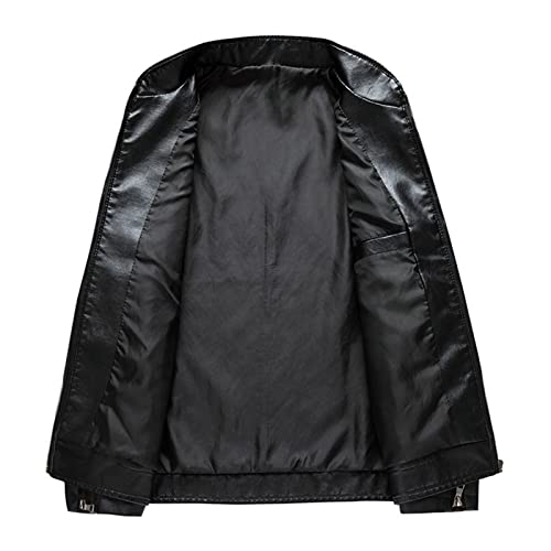 Chaqueta casual de cuero para hombre color negro miniatura 3
