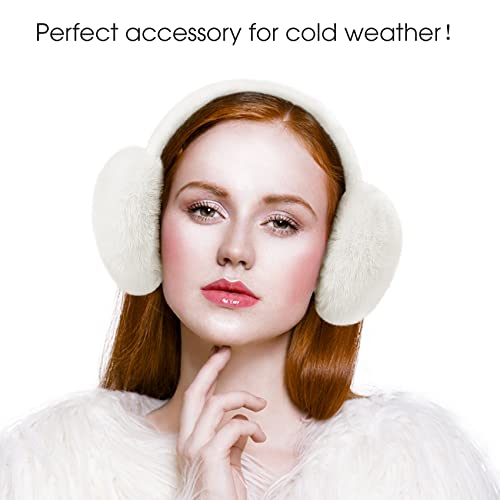 Ear Muffs for Women, Foldable Winter Faux Furry Earmuffs, Cold Weather Cute Soft Ear Warmer Covers Headband - Thumbnail 4