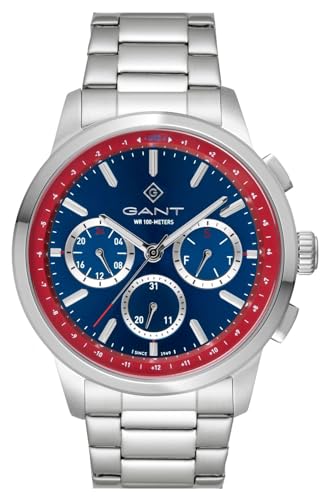 GANT Middletown 100 m (44 mm) Zifferblatt blau und rot/Edelstahl G154018
