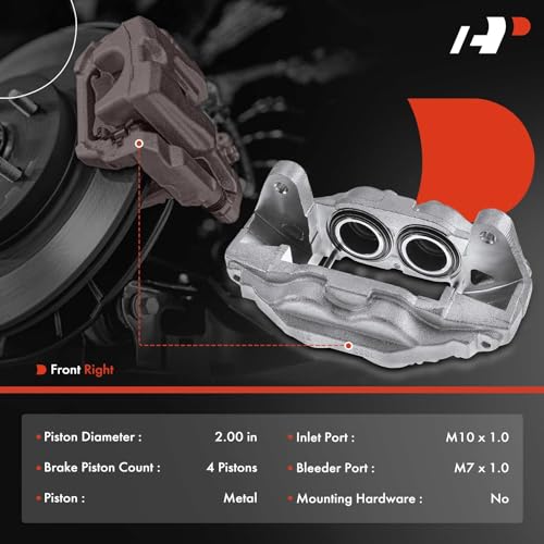 Image of A-Premium Disc Brake Caliper Assembly Compatible with Select Toyota Models - Sequoia 2008-2015, Tundra 2007-2015 - Front Right Passenger Side