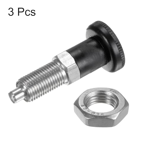 QUARKZMAN 3 Stück Druckfeder-Kugelsperrbolzen M10x1 Gewinde ,5mm Stift Durchmesser Edelstahl Rückholfederknopf-Sperrbolzen Nicht-Verriegelbarer Einziehbarer Sperrbolzen für Industrieanlagen