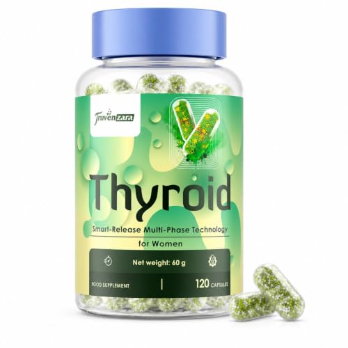 Thyroid Support for Women | 15 Active Ingredients with Iodine Selenium Zinc & L-Tyrosine | Smart-Release Formula (120 Count (Pack of 1))