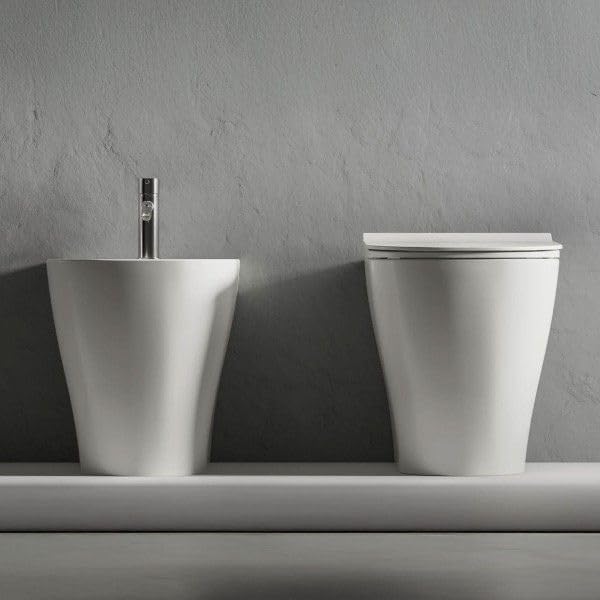 Ceramica Dolomite Vaso wc a terra filo parete in ceramica serie mirto con sistema rimfree