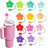13 Pack Flower Straw Covers Cap for Tumblers, 10mm Cute Polygon Dust-Proof Straw Topper for Water Bottles Stanley Cups Accessories Gifts For Women Party Favors