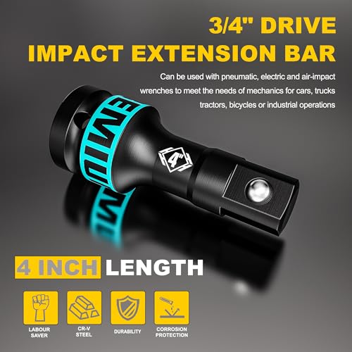 Image of 3 /4 inch Drive Impact Extension Bar, 4 Inch Length Socket Extension, CR-V Steel, Narrow and Deep Areas in Household Haintenance, Trucks Tractors Repair or Industrial Operations