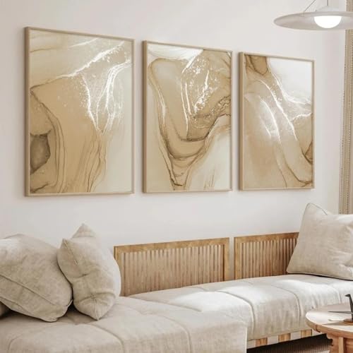 Tableau marbre beige abstrait ICOMPY 50x60 cm pour salon - 2