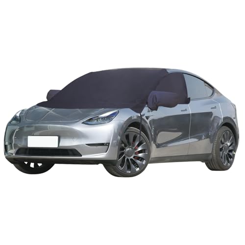 Image of All Weather Windshield Cover for Ice and Snow with Side Window and Rearview Mirror Covers,Compatible with Tesla 600D Oxford Fabric Waterproof Frost Guard Protection for Model Y 2017-2024