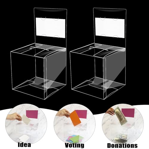 Ysglory Pacote com 20 caixas de rifas transparentes, urna de doação, caixa de votação com slot para