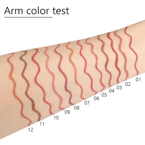 12 Pcs Colors Lip Liner Lipstick Pencils Set Pack for Shaping & Sculpting Lips,Natural Maroon Dark Red Nude Beige Chocolate Brown Plum Matte Pigmented Lipliners Crayon Lipstick