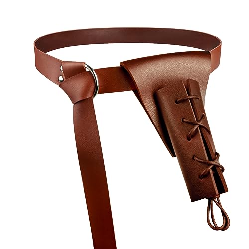 niCWhite Medieval Renaissance Belt with Sword Holster Dagger Frog Brown