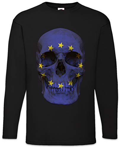 T-Shirt à Manches Longues Europe Skull Flag Imprimé Graphique Haute Résistance