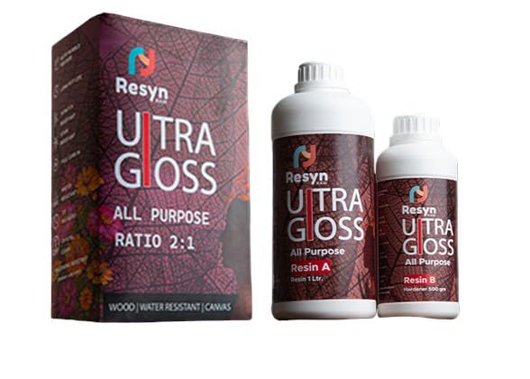 ResynRaw Resin Art Liquid Hardener 1.5 Liters for Craft Beginners Materials Kit Ultra Crystal Clear Coat Transparent Epoxy 2.1 Ratio Bubble Release Artists Jewellery Set Casting Tabletop DIY Project