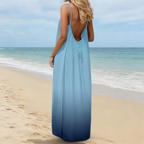Robe d'été décontractée dos nu en dégradé de couleur style bohème chic