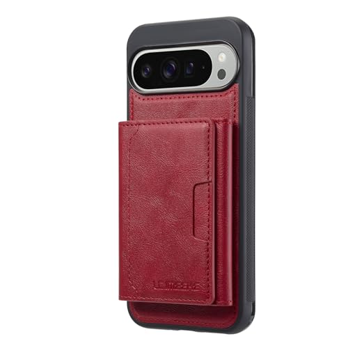 Housse cuir Google Pixel 9A rouge étui portefeuille zippé haute finition
