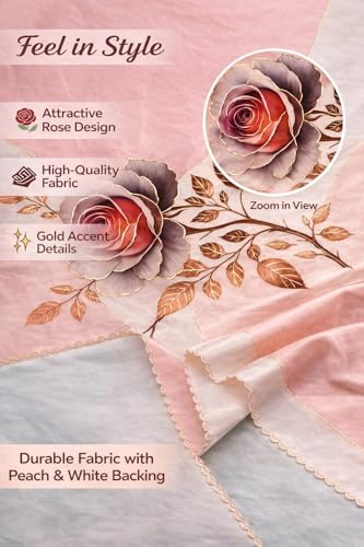 Image of AAZEEM Printed Tablecloth Soft Feel Table Cover 4-6 Seater,Table Cover,Dining Table Cover, Table Linen,Dining Table Chair Cover,Dining Table Cover 6 Seater|Cream|36 X 54 Inches