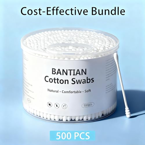 500 Stück Wattestäbchen – 100% Plastikfrei, Biologisch Abbaubar, mit Zwei Verschiedenen Enden