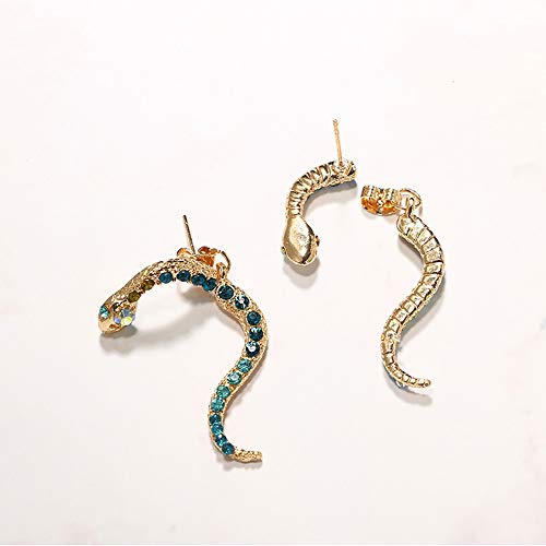 Chunky Gold Hoop Earrings Women Vintage Personality Zodiac Snake-Shaped Diamond Earrings Animal Alloy Earrings (Green, 4X2Cm) #TOP5
