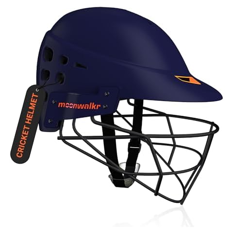 moonwalkr Mind 2.0 Cricket Helmet Head Guard for (60-63) CM Head Size Protective Gear with 30 Air Vents, Impact Resistant up to 100 mph Batting Cricket Helmet (Blue, Large) Cover
