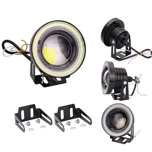 Feux antibrouillard de précision 2.5 pouces projecteur LED COB blanc et DRL anneau bleu