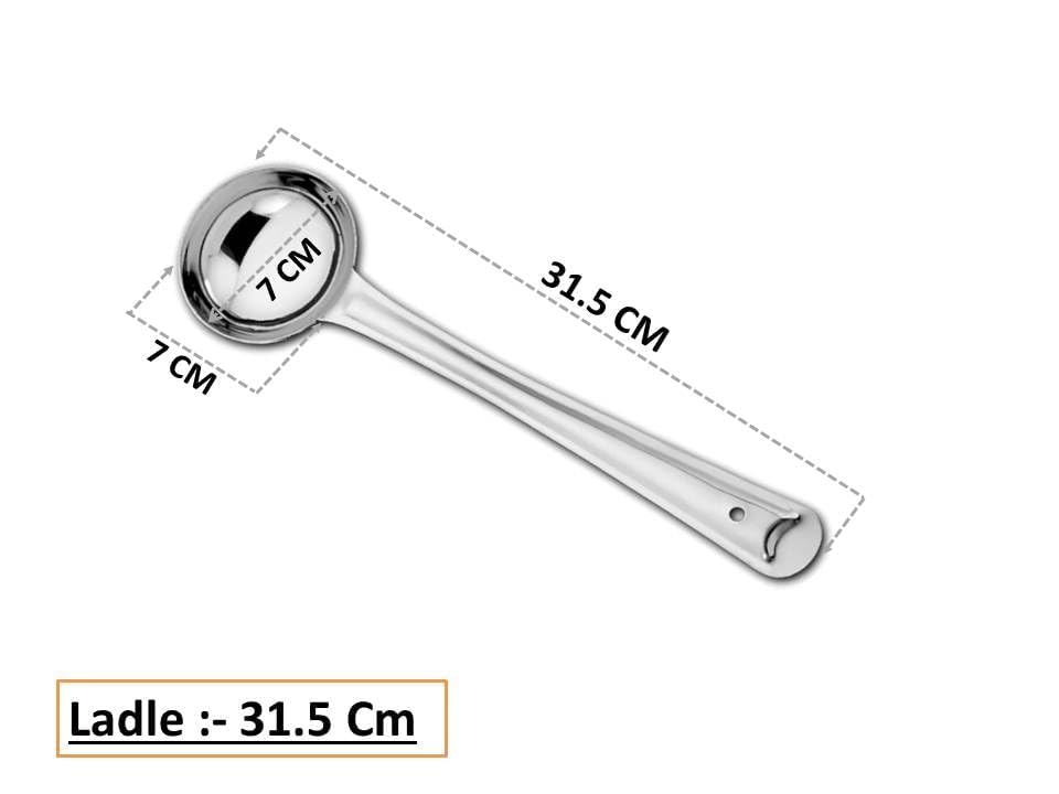 Image of Ajay's Shoppe Multipurpose Stainless Steel Spoon Set | Includes Ladle & Skimmer | Ideal for Cooking & Table Serving