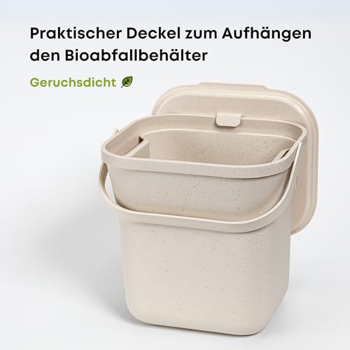 Urbalive Design Biomülleimer Küche 8L mit herausnehmbarem Sieb - Komposteimer Küche mit Deckel - Kleiner Mülleimer für alltäglichen Biomüll - Spülmaschinenfest, mit Kaffeesatz-Beimischung hergestellt – Bild 5