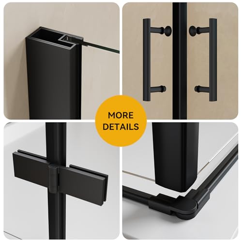 Hydrave Corner Shower Enclosure 34 in.D x 34 in. W x 72 in. H| Shower Door with 1/4 in. Clear Tempered Glass| Folding Shower Door Enclosure| Black (Shower Base Not Included)