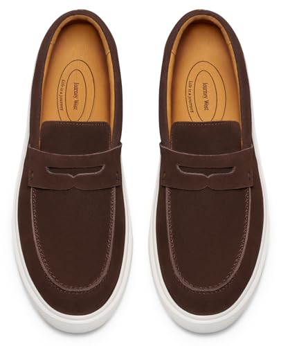 Journey West Suede Slip-on Penny Loafers Sneakers Shoes for Men