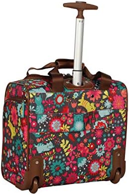 Lily Bloom Designer 38.1cm(15인치) 휴대용 - 위켄더 오버나이트 비즈니스 여행 수하물 - 경량 2- 롤러 휠 슈트케이스 - 여성용 시트 아래 롤링 백, Playful Garden Gray, 언더 시트 롤링 백 — 사진 2