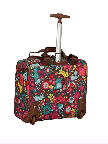Lily Bloom Designer 15 Inch Carry On - Weekender Overnight Business Travel Luggage - Lightweight 2- Rolling Wheels Suitcase - Under Seat Rolling Bag for Women (Playful Garden Gray) - Thumbnail 2