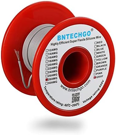 BNTECHGO 28 Gauge Silicone Wire Spool 100ft Ultra Flexible High Temp 200 Deg C 600V 28 AWG Silicone Wire 16 Strands Of Tinned Copper Wire 50ft Black and 50ft Red 2 Separate Wires Stranded Wire