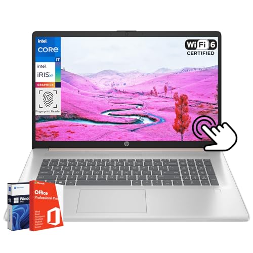 Image of HP 17 inch Touchscreen Business Laptop, Intel 10-Core i7-1355U(Up to 5 GHz), Microsoft Office Pro Lifetime, 16 GB RAM, 1 TB SSD, HD Audio, 720P Webcam, WiFi 6, Bluetooth 5.3, Win 11 Pro, Pale Rose Gold
