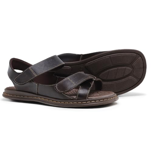 Papete Masculina Couro Legitimo Ortopédica Com Velcros (Marrom, BR, Adulto, Numérico, 41)