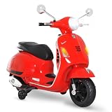 HOMCOM Moto Eléctrica para Niños de 3-6 Años con Licencia Vespa 25 kg Rojo
