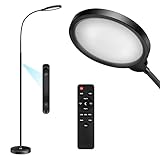 Arslly LED Floor Lamp, Flexible Gooseneck Floor Standing Reading Light Dimmable with Remote, Bright