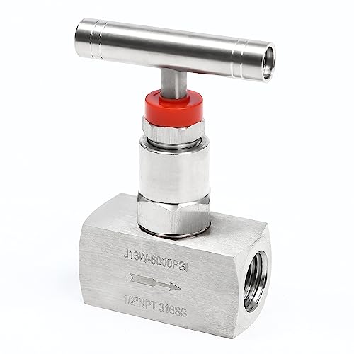 Stainless Steel 316 Straight Needle Valve, 2 Port Heavy Duty Industrial Hydraulic Flow Control Valve,1/2