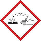 Accuform LZH604PS2 GHS Pictogram Label, Corrosion, 1' Length x 1' Width, Adhesive Coated Paper, Red/Black on White (Roll of 250)