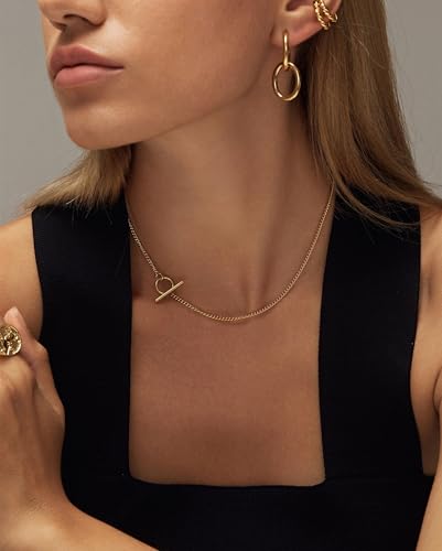 Chain Necklace for Women - Dainty Necklaces Trendy 14K Gold Plated Hypoallergenic Thin Box Herringbone Bead Chain Choker Necklace for Women Non Tarnish Simple Gold Jewelry Gift