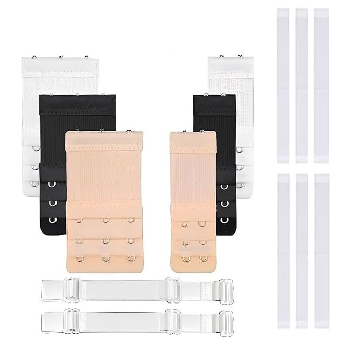 kshmanidhaye 6 Pcs Women's Bra extenders 2 Hooks/3 Hooks and 1 pair Women's Transparent and 72 Body Tape Extender Combo Hooks for Women-Bra-picture-40