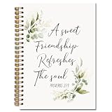 Exqcom A Sweet Friendship Refreshes the Soul – Carnet à spirales chrétiennes – Proverbes 27:9 – Journal biblique – Cadeaux pour femmes chrétiennes et amies, carnet religieux pour prise de notes, 14 x