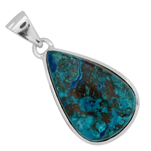 Desiregem Natural Peruvian Blue Opal 925 Silver Plated Pendant WP99-10045