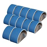 Lot de 12 bandes abrasives 75 x 533 mm en corindon de zircon - Grain 40/60/80/120 - 3 roul...