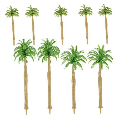 DECOMELODY 9個 ミニチュア椰子木 プラスチック製リアルグリーン模型 手作り建築模型用 多様配置可能な風景装飾ココナッツツリー
