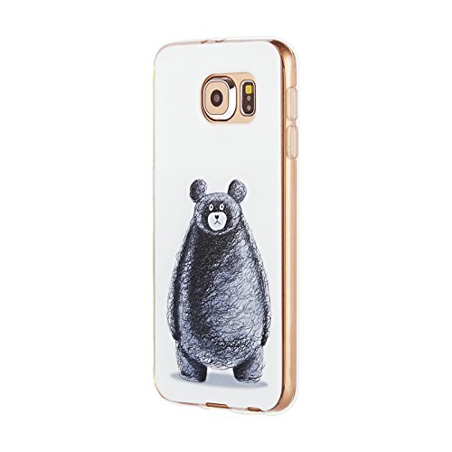 SWEES Phone Case Compatible Galaxy S6 (2015 Released), Slim Thin Soft Silicone Gel TPU Case Special 3D Relief Printing Pattern Design Scratch Resistant Full Protective Back Cover, Grizzly Bear