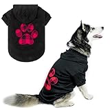 Picture of KOOLTAIL Plaid Dog Hoodie Pet Clothes Sweater with Hat and Pocket for Small Medium Large Size Dogs, Soft Winter Warm Dog Cold Weather Coat, Fleece Fall Dog Hooded Sweatshirt for Puppy Cats, Black L
