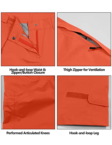 Little Donkey Andy Women's High Performance Waterproof Rain Pants Lightweight Breathable Golf Hiking Pants Orange Xs #TOP4