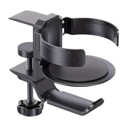 Soporte para tazas 2 en 1 con clip de mesa para organizar tazas y cascos en la oficina
