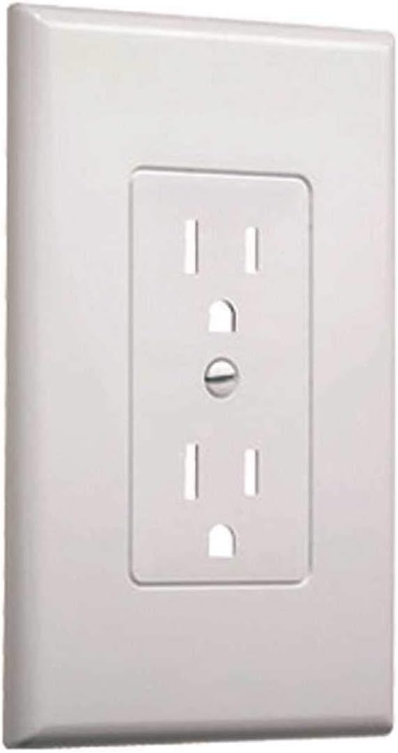 TayMac MW2500W Single-Gang Wallplate Non-Metallic Decorator Cover One Grounded Duplex, White Smooth(Pack of 5)